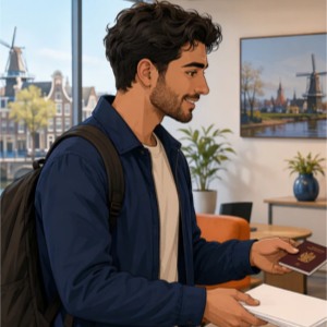 greek job-seeker presenting passport